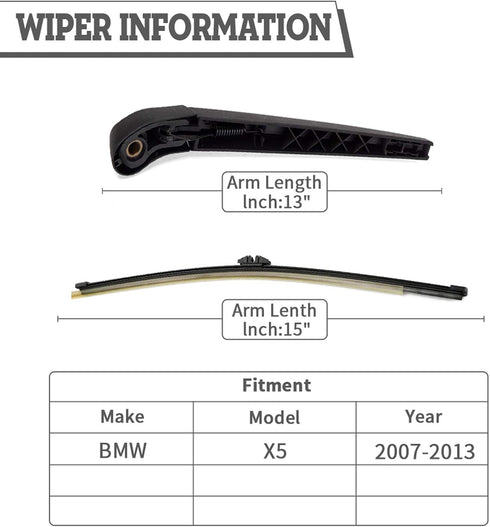 Rear Wiper Arm Blade Nut Set Replacement for BMW X5 X5M E70 2007-2013,3.0 si,4.8i,xdrive,Rear Wiper Cover Accessories Assembly,Wiper Cap Set for B...