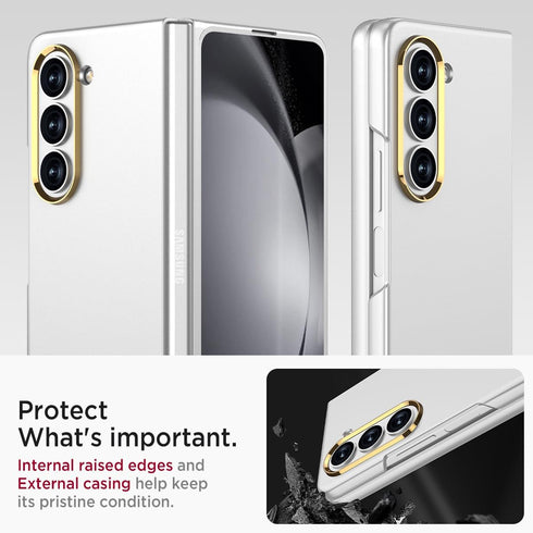 Miimall for Fold 5 Case with Screen Protector, Skin-Touch Texture HD Screen Protector Slim Case for Z Fold 5 - Silver......