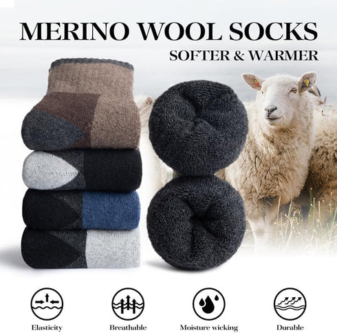 SIMIYA Merino Wool Hiking Socks for Men - 5 Pairs Thick, Warm, Thermal Winter Crew Socks for Cold Weather (US Size 7-13)...