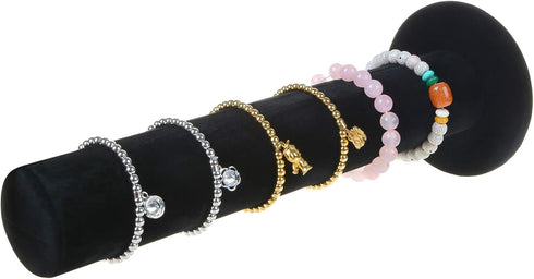 Velvet Vertical Tower Jewelry Bracelet Display Stand Bangle T-Bar Display Holder (Black)...