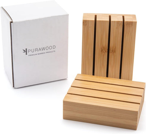 Purawood Premium Bamboo Knife Block Inserts – 2 Pack – Compatible Expandable Drawer Organizer & Utensil Organizer, Cutlery Tray with Dividers for ...