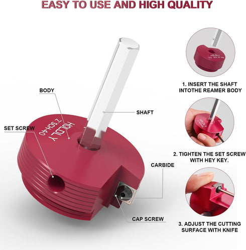 PVC Pipe Reamer with 3/8-Inch Hex Shaft - PVC Fitting Saver for Water Lines, Drain Lines, and Vent Lines - Plumbing Tool for Inside Pipe Cutting -...