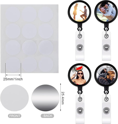 Hotop 50 Pieces 1 Inch Sublimation Badge Reel Blanks Round Sublimation Aluminum Sheets Blanks Aluminum Board Heat Transfer Stickers for Collapsibl...