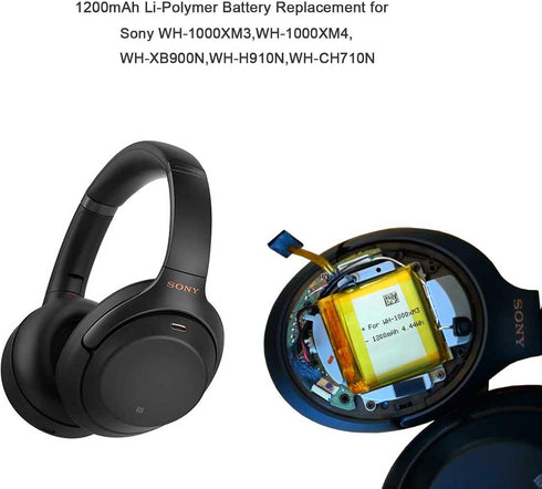 AOLIKES 1200mAh Wh-1000xm3 Battery Replacement for Sony WH-1000XM4, WH-XB900N, WH-H910N, WH-CH710N Wireless Headset, It's SM-03 SP 624038 Battery ...