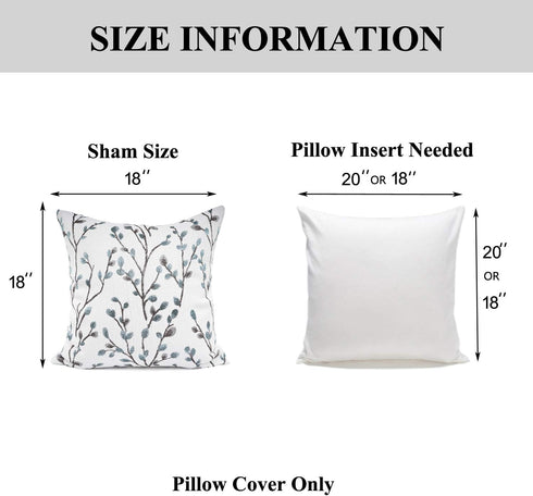 YOUR SMILE Classical Embroidery Jacquard Teal Leaf Pattern Square Decorative Throw Pillow Case Cushion Cover 18x18 inch...