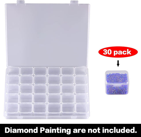 30 Grids Large Diamond Painting Storage, Art Accessories Tools Containers Case Plastic Bead Organizer 5D Embroidery Accessories for DIY Art Craft ...