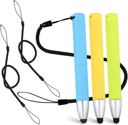 Kid-Friendly Stylus Pens for Touch Screens, Capacitive Kids Stylus with Spring Cord Children's Tablet Crayon Stylus Pen for iPad iPhone Kindle Fir...