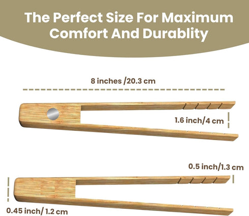 Toaster Tongs With Magnet | Bamboo Kitchen Utensils For Cooking & Holding Toast Bacon Muffin Bagel Bread | 8" Long Natural Toxic Free Magnetic | 2...