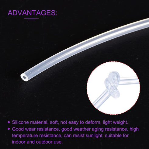 DMiotech 0.5mm ID 2mm OD 0.75mm Thick 3.3 Feet Clear Silicone Tube Industrial Silicone Tubing for Water Air Pump...