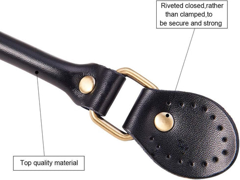PH PandaHall 2pcs Leather Purse Handles 24.2” Sew On Bag Handles Purse Replacement Strap Black PU Leather Handbag Strap for Purses Handbag Shoulde...