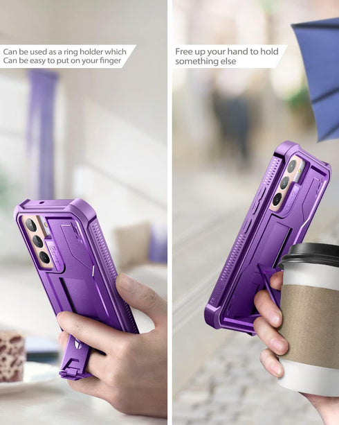 Dexnor Samsung Galaxy S22 Plus Case, Heavy Duty Military Grade Protection with Screen Protector, Kickstand, Shockproof, Phantom Purple...
