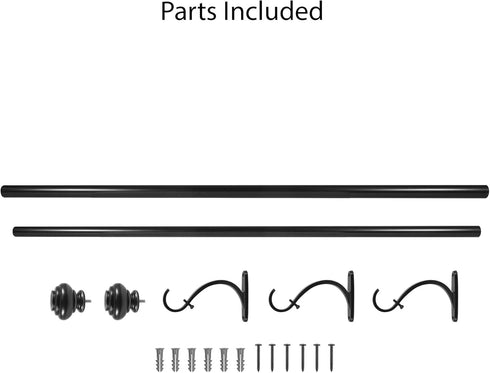 Decopolitan 278656836 1-Inch Urn Single Window Treatment Rod Set, 36 to 72-Inch, Antique Silver...