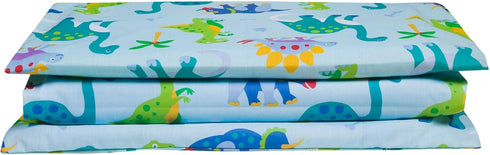 Wildkin Kids Cotton Nap Mat Cover – Soft, Sewn-in Flap, Durable & Fits 1.5" Vinyl Sleep Mats - Dinosaur Land...