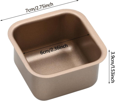 4 Pieces Mini Cake Moulds-Square Cake Baking Moulds-Baking Square Cake Moulds-Stainless Steel Mousse Cake Baking Moulds-For Baking Bread and Cooki...