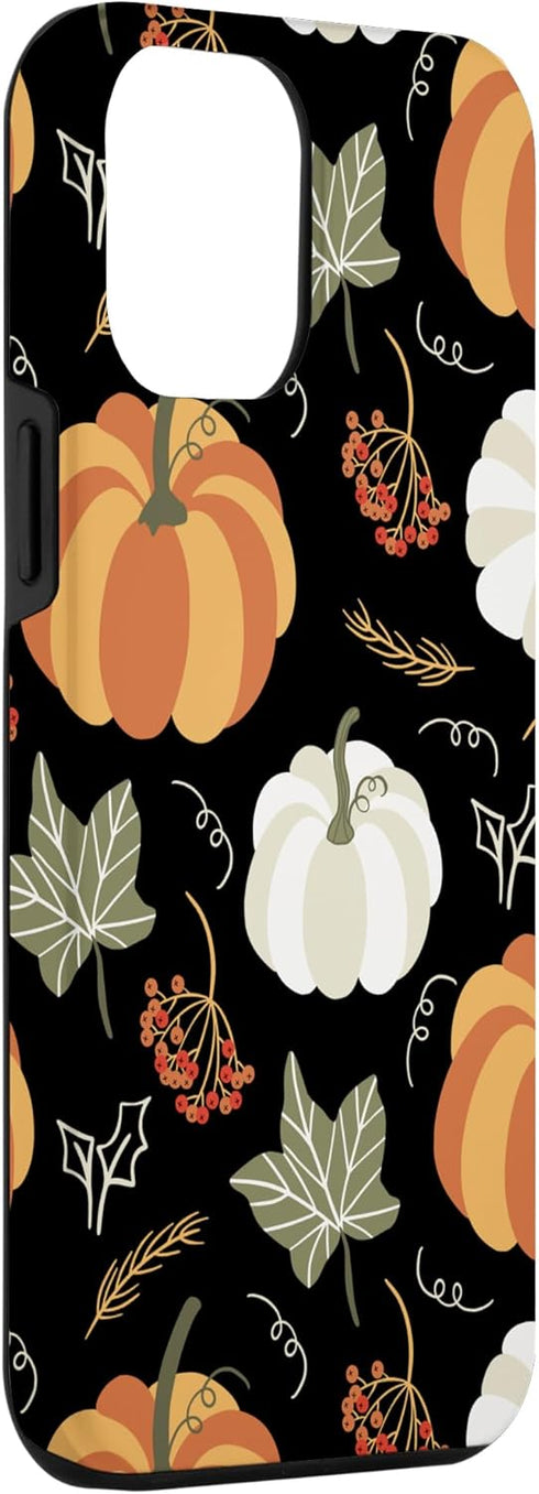 iPhone 12 Pro Max Autumn falling leaves and pumpkin spice harvest happy fall Case...