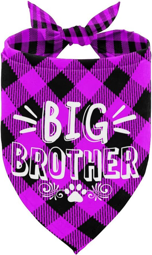 Dog Bandana, Big Brother Dog Bandana, Dog Scarf Plaid Printing, Dog Scarf Accessories, Dog Bandana Pet Scarf, Pet Plaid Scarf Gender Reveal Access...