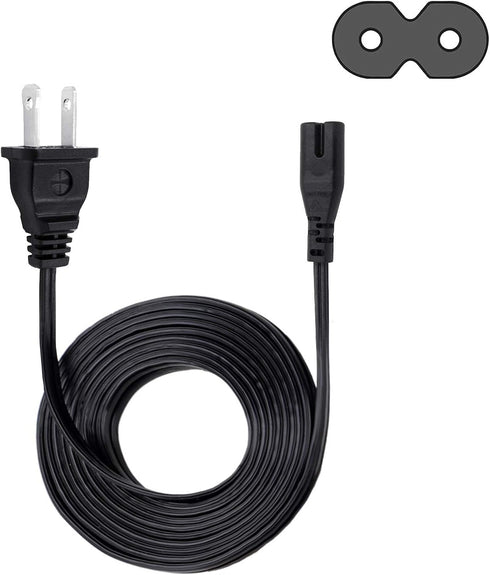 Power Cord for TCL Roku TV 55FS4690 LE50FHDE3010M 40FS3800 40FS4610R 55FS4610R 50FS3800 32S3700 32S331 40FD2700 Replacement 2 Prong Power Cord 8ft...
