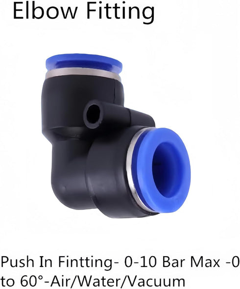 Pneumatic Connectors,8mm Pneumatic Fittings Push in Elbow Connectors Water Hose Quick Connect for Air Water Hose 10 PCS...
