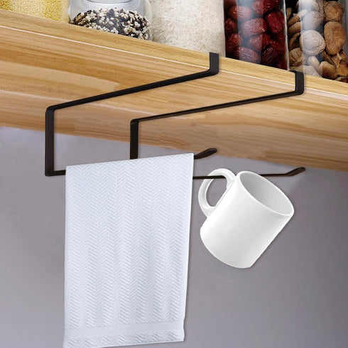 Paper Towel Holder Under Cabinet, Tissue Storage Rack Dispenser Kitchen Cling Film Shelf Free Punch Sliding Wall Mount Roll Hanger Organizer for U...