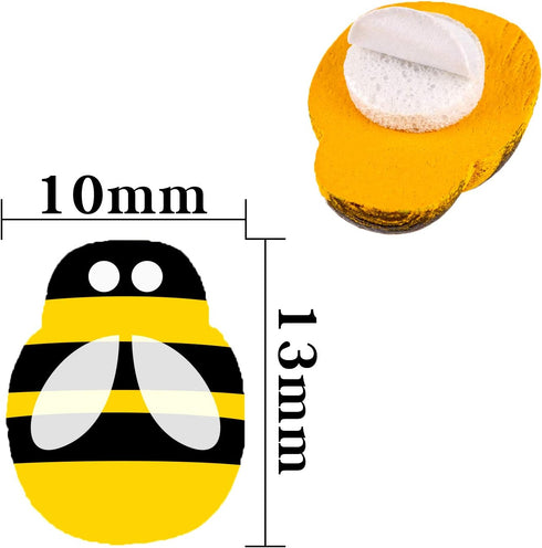 Savita 200 Pack Tiny Wooden Bee Flatback Embellishment Self-Adhesive Bee Stickers Fake Bees for Craft Scrapbooking DIY Decor Supplies, Baby Shower...