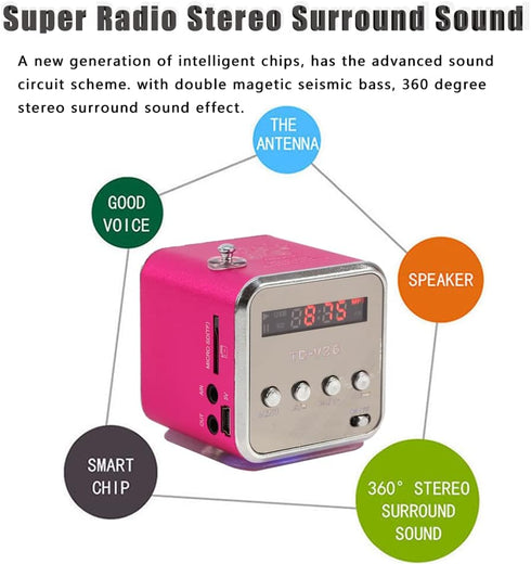 Eboxer Portable Mini Speaker Music Player FM Radio Stereo Speaker Support TF Card and U Disk, Brief Design, Perfect Mini Speaker for Room Bike Car...