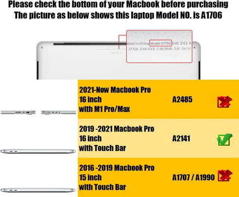 Se7enline Compatible with MacBook Keyboard Cover for 2019-2021 Mac Pro 13 inch & 2020-2024 Mac Pro 16 inch Keyboard Protector MacBook Pro A2141/A2...