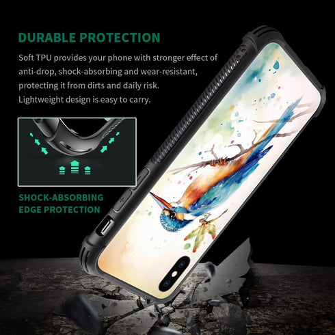 CARLOCA Compatible with iPhone XR Case, for Girls Women Boys Men Young,Watercolor Bird Dragonfly Pattern Design Shockproof Anti-Scratch Case for i...