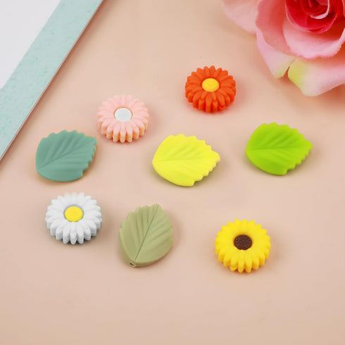 NQEUEPN 8pcs Silicone Knitting Needle Stoppers, Colorful Daisy Leaves Knitting Needles Point Protectors Knitting Needle Caps for Knitting Projects...