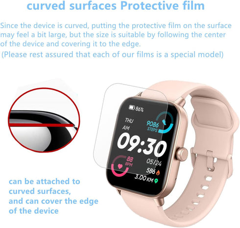 Screen Protector For IDW13 / IDW15 / IDW19 Smart Watch 1.8" (6 PACK) Full Coverage Clear TPU Film Compatible for Woneligo/Fitpolo/MILOUZ SmartWatc...