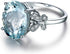 Rhinestone Butterfly Ring Natural Topaz Stone Crystal Engagement Ring Charm Gemstone Ring ,Sea Blue,Size 10...