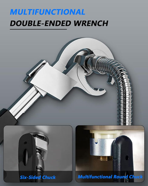 Universal Adjustable Double-Ended Wrench - Multifunctional Bathroom Wrench, Universal Pipe Wrench, Crescent Wrench Sets Hand Tool for Water Pipe R...