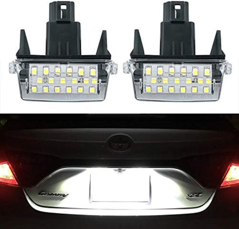 Gempro 2Pcs LED License Plate Light Lamp Assemly for Toyota Camry Yaris Highlander Prius C Avalon, Powered by 18SMD Xenon White LED Lights...