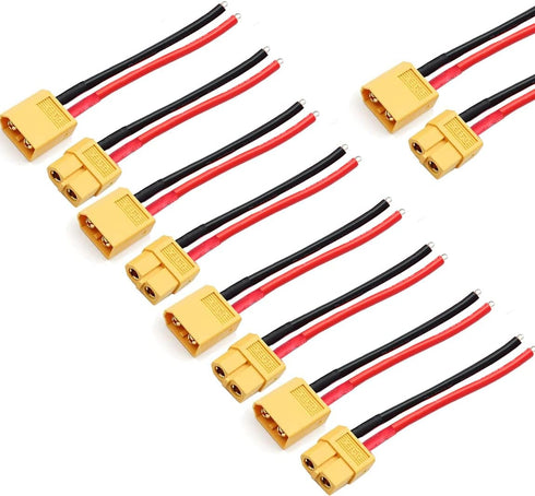 5 Pairs XT90 Pigtail,XT90 Male and Female Plug,XT90 Connector Adapter with 10cm 14AWG Silicone Wire for RC Lipo Battery FPV Racing Drone…...