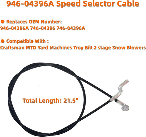 946-04396A Speed Selector Cable for MTD Cub Cadet Craftsman Troy-Bilt Ryobi Yard Man Snowblower Snow Thrower Replaces 746-04396A 746-04396...