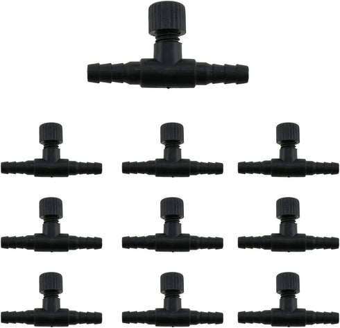 T Shaped Control Valve ZZHXSM 10PCS Black Plastic Aquarium 2 Way Air Line Regulator Connector for Fish Tank Pump with 4mm Air Tube...