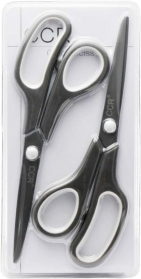 CCR Scissors 8 Inch Soft Comfort-Grip Handles Sharp Titanium Blades, 2-Pack...