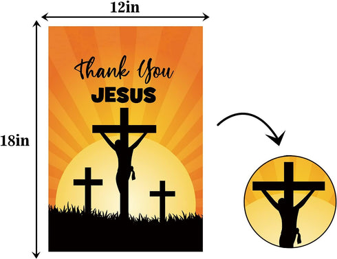 Thank You Jesus Garden Flag - God Christian Passion Week Nativity Yard Decor - God Bless Outdoor Decor - Nativity Religious House Decoration -Doub...