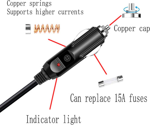 12V DC8MM Car Charger Cable 15A,DC7909 7.9 x 5.5mm Car Cigarette Lighter Cable Compatible with Bluetti EB3A/EB70 Portable Power Station,Camera,Lap...