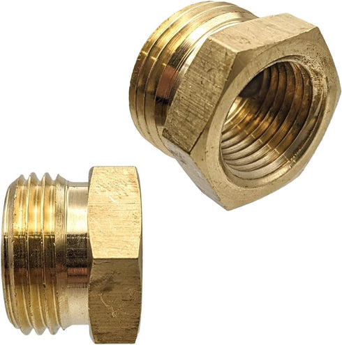 2 Pack Brass Garden Hose Adapter Fitting, 1/2” NPT Female Threads and 3/4" GHT Male Connector, shower pipe arm handshower, Heavy-Duty High-Pressur...