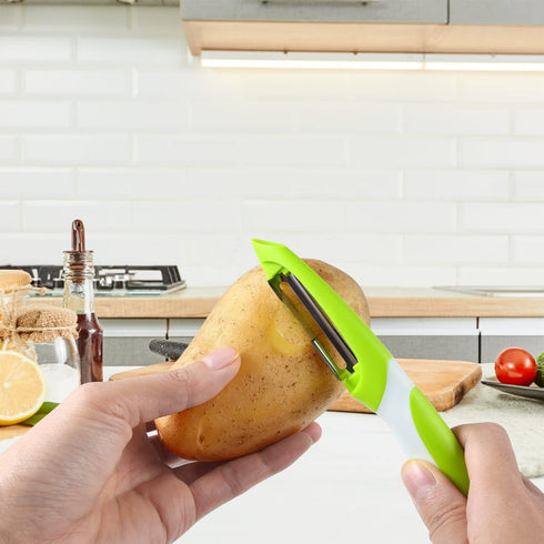 Joyoldelf Gourmet Herb Scissors with Potato Peeler - Master Culinary Multipurpose Cutting Shears with Stainless Steel 5 Blades, Safety Cover and C...