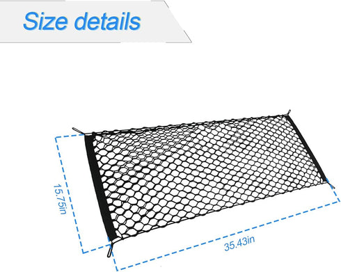 Car Rear Cargo Net, Adjustable Elastic Storage Organizer Net, Trunk Cargo Storage Net, Universal Fit for Car, Vehicle, SUV (35.4"x15.8")...