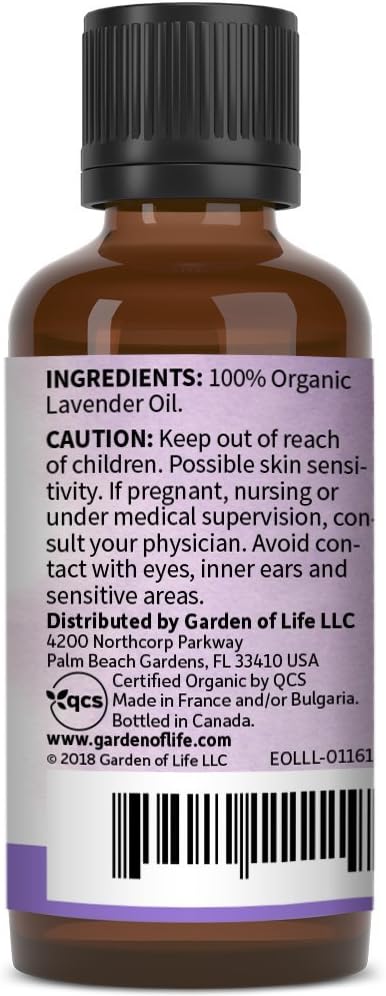Garden of Life Essential Oil, Lavender 30 ml, USDA Organic & Pure, Clean, Undiluted & Non-GMO - for Diffuser, Aromatherapy, Meditation, Skincare, ...