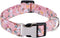 Girl Dog Collar for Small Medium Large Dogs, Cotton Pet Collar, Flowers Daisy and Rose Patterns with Quick-Release Buckle (Flower Pink, M)...