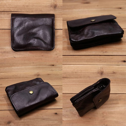 1 Pcs Leather Zipper Coin Purse Wallet With Card Slots,Snap Leather Coin Pouch, Coin Organizer, Change Holder,Card Case, Leather Zipper Storage Ba...