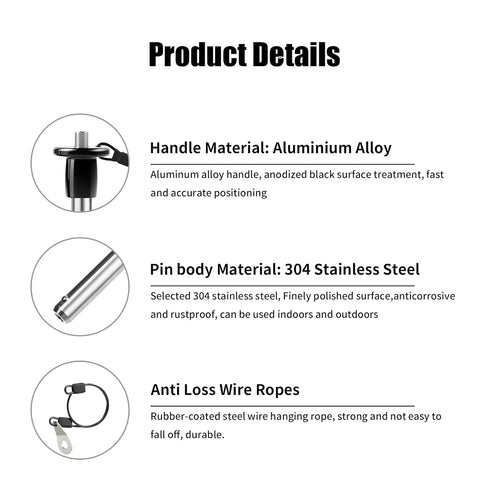 Quick Release Pin 0.39 Inch Diameter,304 Stainless Steel Ball Locking Pin with Push Button Round Handle Lanyard Usable Length 1.61" (10mm x 41mm)...