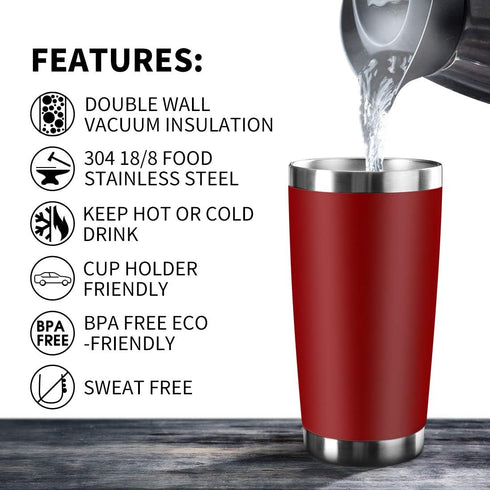 20oz Tumbler Bulk Stainless Steel Vacuum Insulated Tumblers with Lid Double Wall Travel Mug, Durable Powder Coated Coffee Cup, Suitable for Ice Dr...