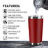 20oz Tumbler Bulk Stainless Steel Vacuum Insulated Tumblers with Lid Double Wall Travel Mug, Durable Powder Coated Coffee Cup, Suitable for Ice Dr...