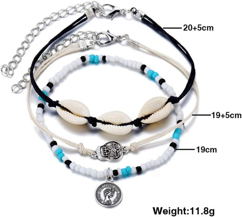 YBSHIN Retro Turquoise Anklet Shell Ankle Bracelet Chain Coin Foot Jewelry for Women(3Pcs)...