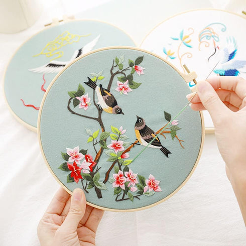 Ptsygantl Embroidery Starter Kit, Chinese Style DIY Embroidery Kit with Flower Birds Phoenix Pattern, Cross Stitch Kits, Embroidery Kit for Adults...