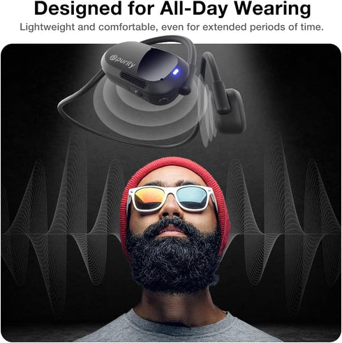 Purity Air Open Ear Headphones - True Air Conduction Wireless Bluetooth Open Ear Earbuds with Dual Mic for iPhone/Android - Secured Long Wearing C...